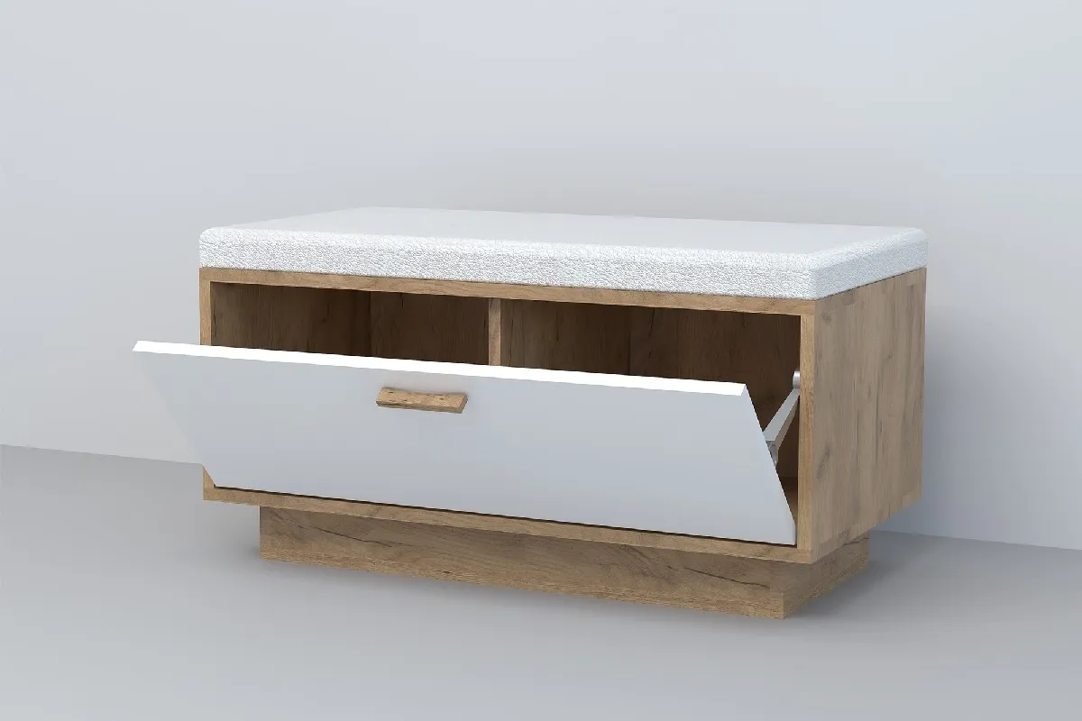 Обувница Об-1  ПД Эго Дуб Крафт/Белый Глянец