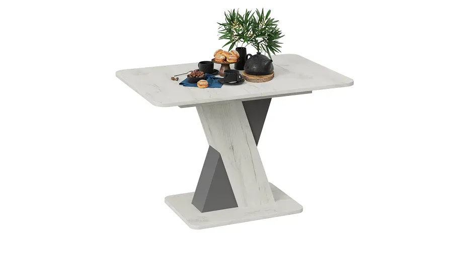 Стол обеденный раздвижной Люксембург Тип 3 Дуб крафт белый, Серый