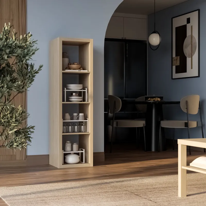 S00630 Фора 4Л стеллаж 146x41х38, дуб беленый