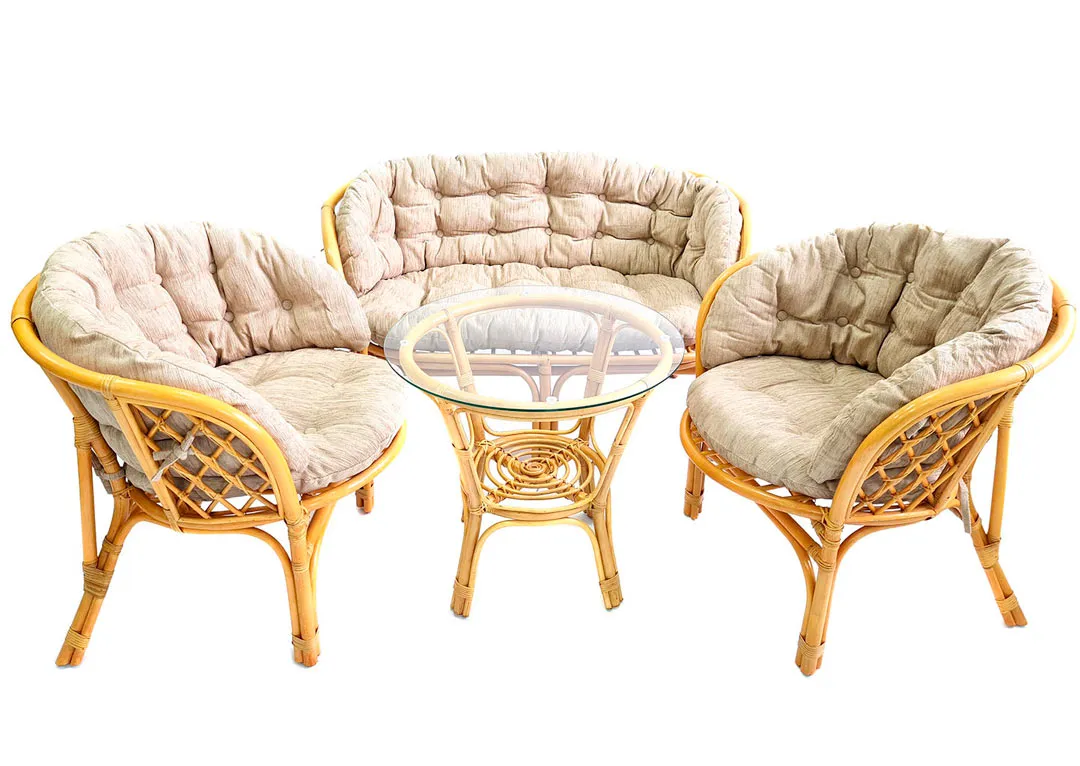 Комплект Багама с диваном и полными бежевыми подушками