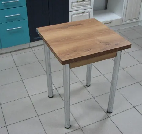 Стол Ломберный поворотно-раскладной 580*580 (дуб вотан), ножки хром