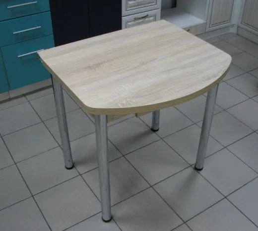 Стол Евро поворотно-раскладной с ящиком 780*590 (сонома), ножки хром