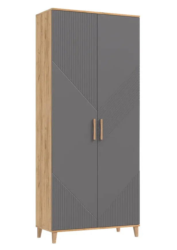 Шкаф Ирис для прихожей Графит/Дуб Крафт