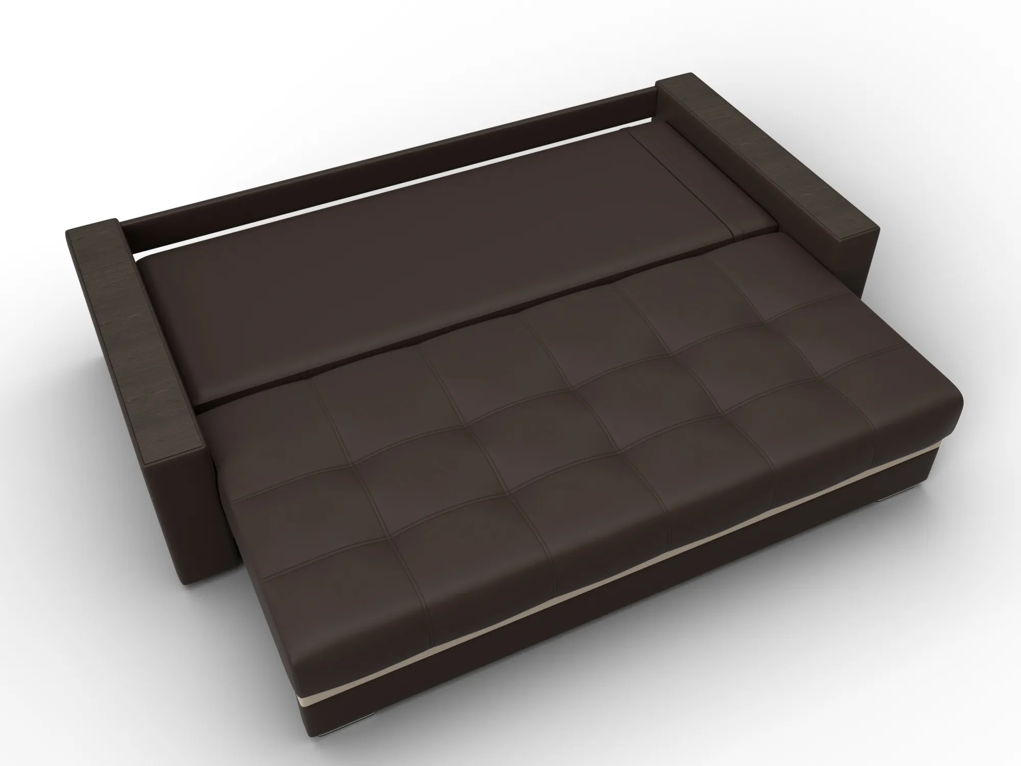 Диван прямой с декором Лига-096 НПБ ( Коричневый;Бежевый )