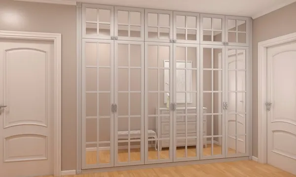 распашной шкаф с зеркальными дверьми для прихожей