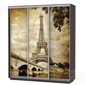 Шкаф-купе Экспресс Фото трио 2100 Башня (дуб молочный)