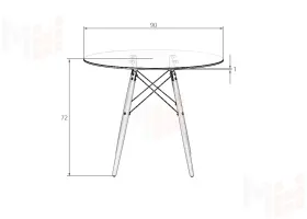 Стол обеденный DOBRIN CHELSEA`90 GLASS (ножки светлый бук, столешница стекло)