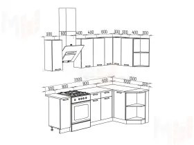 Кухня угловая Техно New 1,7*1,3 Горчица софт/Ультрамарин софт