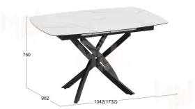 Стол обеденный раздвижной Манхеттен Т1 Черный муар, Стекло матовое белый мрамор