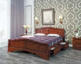 Кровать из массива Карина-6 с ящиками (120*200)