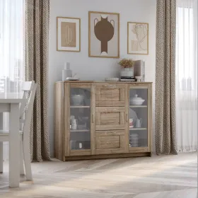 Тумба Сириус 2 двери со стеклом и 3 ящика 117*95 белый