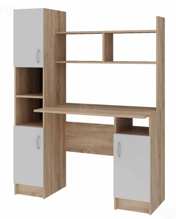 Компьютерный стол ПКС-6 сонома/белый глянец