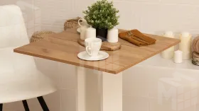 Стол обеденный Анкона Тип 1 Белый, Дуб Крафт золотой