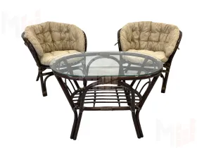 Комплект Багама Дуэт с бежевыми подушками и овальным столом
