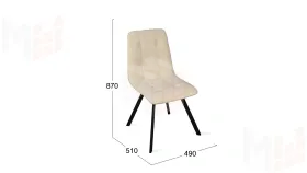 Стул Бруно (паук Т2) Черный муар матовый, Кожзам Бежевый