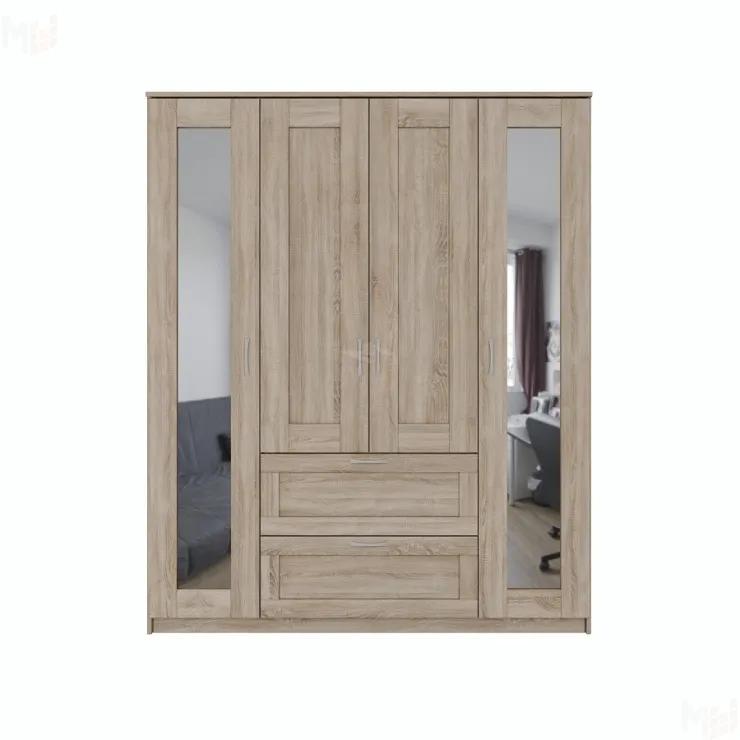 Шкаф Сириус 4 двери 1 ящик (2 зеркала) сонома