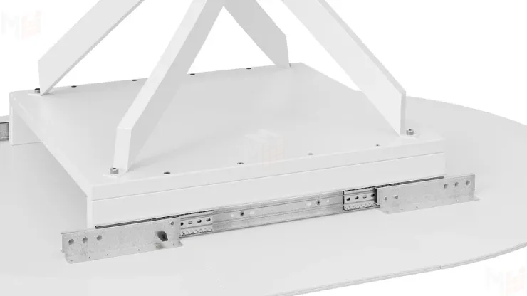 Стол обеденный раздвижной Бергамо Тип 1  Белый муар, Стекло матовое белый мрамор