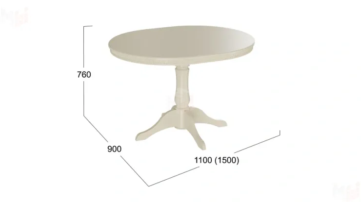 Стол обеденный Торонто Т1  исп. 2 - Б-121 Слоновая кость