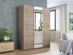 Шкаф-купе  широкий Прайм 3-х дверный ЛДСП, Зеркало 240 см