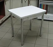 Стол Ломберный поворотно-раскладной с ящиком 780*580 (белый) ножки хром