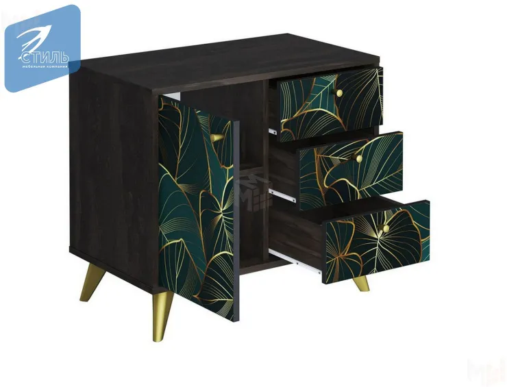 Комод Фьюжн Арт КМ-002 камень угольный/Tropical