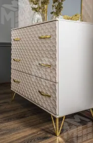 Комод Lara 3 ящика бежевый глянец