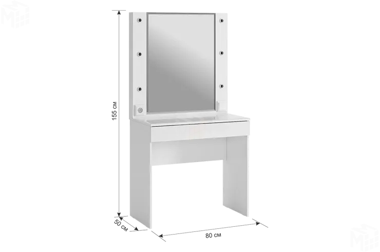 Трюмо Гламур белый/белый глянец