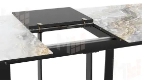 Стол обеденный Орфей Черный муар, Стекло глянцевое оникс