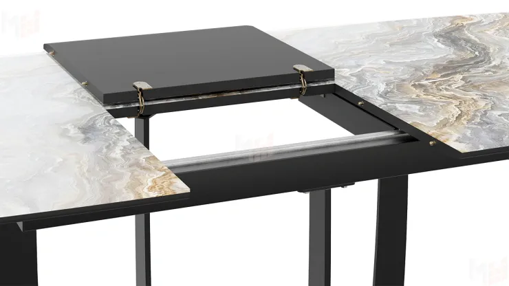 Стол обеденный Орфей Черный муар, Стекло глянцевое оникс