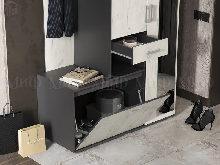 Прихожая Лира (Графит/крафт белый)