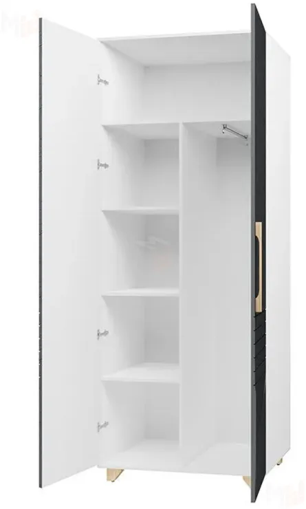 Шкаф 2-х створчатый Копенгаген (белый/серый графит)