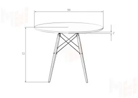 Стол обеденный DOBRIN CHELSEA`90 (ножки светлый бук, цвет белый)
