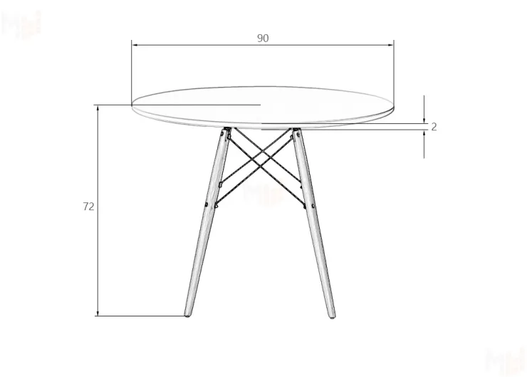 Стол обеденный DOBRIN CHELSEA`90 (ножки светлый бук, цвет белый)