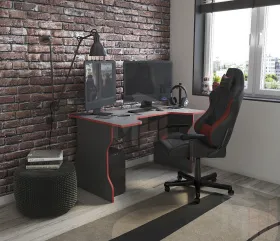 S00531 ВАРДИГ К1 cтол компьютерный 120x75x82, антрацит/красный