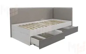 Кровать Нильс с ортопедическим основанием Дуб Эльза/Темно-Серый Лофт