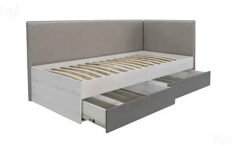 Кровать Нильс 3 с ортопедическим основанием Дуб Эльза/Темно-Серый Лофт