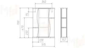 Зеркало-шкаф Волна-2 50 см левый