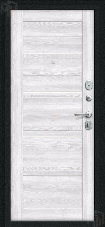 Входная металлическая дверь Сити Kale Букле черное/Riviera Ice