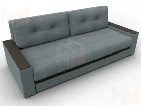 Диван прямой с декором Лига-096 НПБ ( Амур 07 серый/черный )