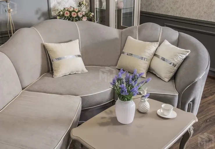 Диван Гравита угловой 2-у-1 серый серебро