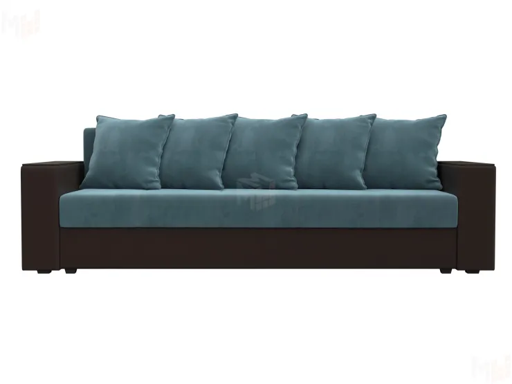 Диван прямой Дубай Лайт полки слева ( Бирюзовый\Коричневый )