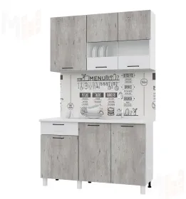 Кухня ТРЕНД 1,3 МДФ белый эмалит/бетон лайт