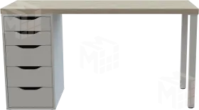 Стол письменный Ингар 2/5Т  дуб беленый / белый