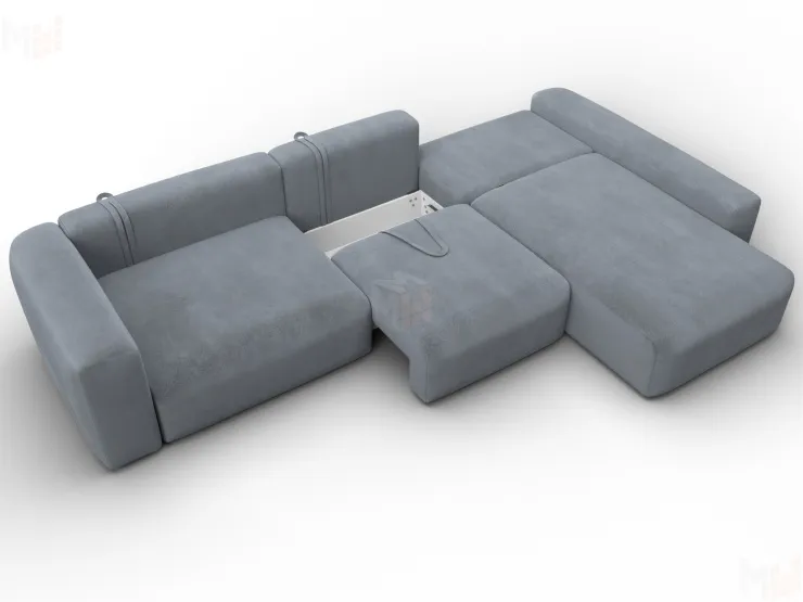 Диван угловой Лига-066 НПБ Лонг угол правый ( TOWER 10 серый )