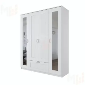 Шкаф Сириус 4 двери 1 ящик (2 зеркала) белый