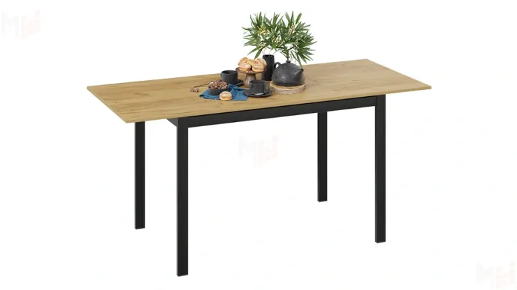 Стол раздвижной Слайд Тип 2 Черный муар, Дуб Крафт золотой