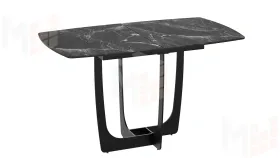Стол обеденный Орфей Черный муар, Стекло глянцевое черный мрамор