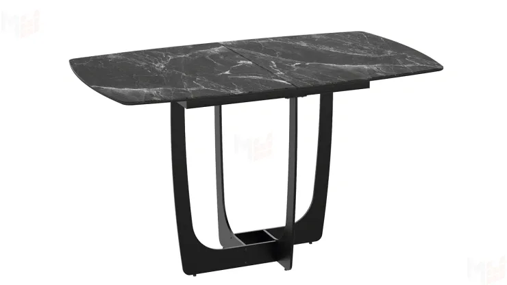 Стол обеденный Орфей Черный муар, Стекло глянцевое черный мрамор