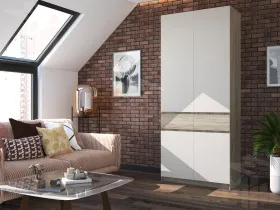 Шкаф Бостон ШК-001 (дуб крафт серый/кашемир)