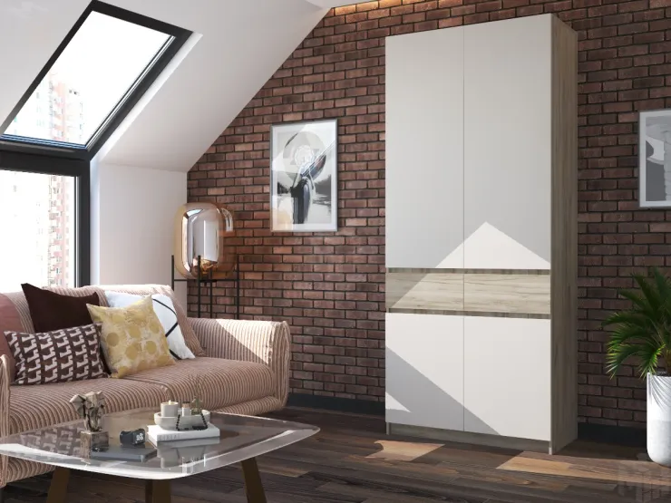 Шкаф Бостон ШК-001 (дуб крафт серый/кашемир)